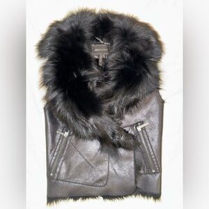 BCBGMaxAzria Black Faux Fur Vest